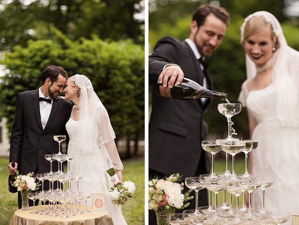 champagne tower wedding drinks